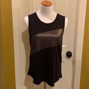 Black and Gold “Rise to Shine” Sleeveless Shirt M